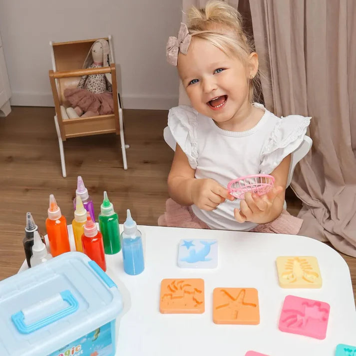 Mega KIT per creare folletti d'acqua – 16 colori in totale: 8 normali + 8 con glitter (dai 2 anni in su)