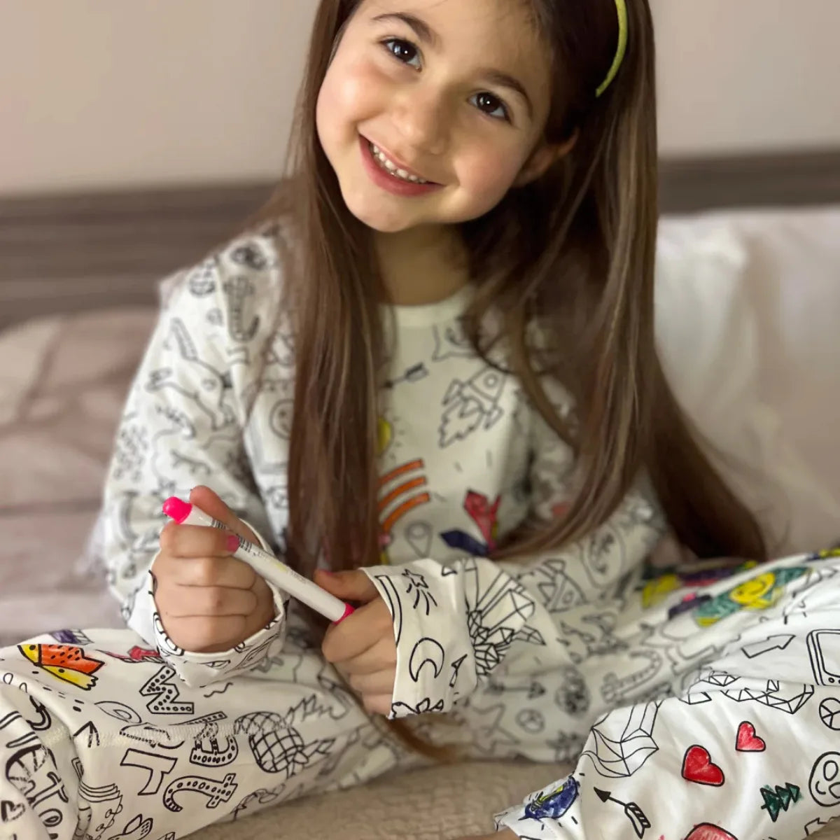 Pigiama per bambini da colorare | 2 pezzi | Inverno (4–8 anni)