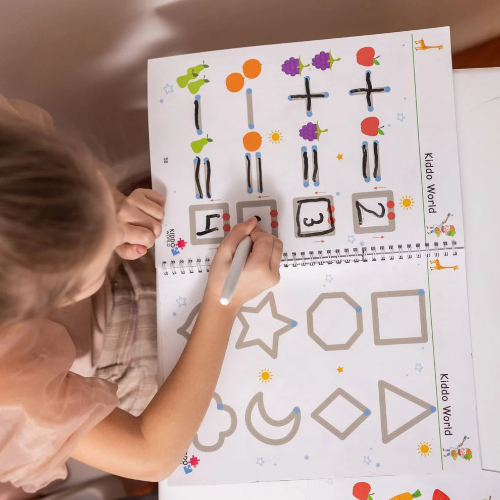 Curious Child – Quaderno scrivi e cancella per imparare a scrivere, riutilizzabile (64 pagine, 3-6 anni)