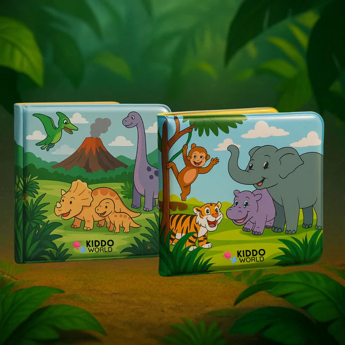 Set Paradiso degli Animali – 2 libri da colorare ad acqua, riutilizzabili (Totale 16 pagine, 6–24 mesi)