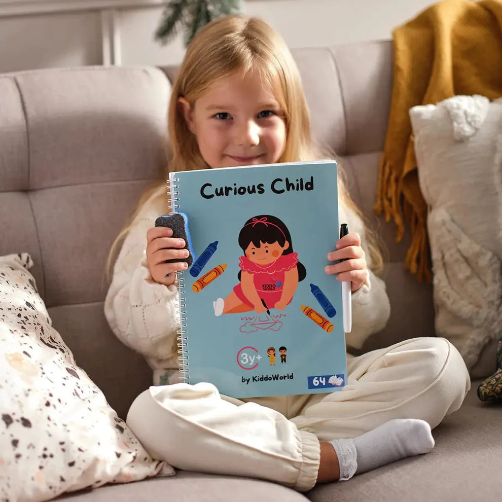 Curious Child – Quaderno scrivi e cancella per imparare a scrivere, riutilizzabile (64 pagine, 3-6 anni)