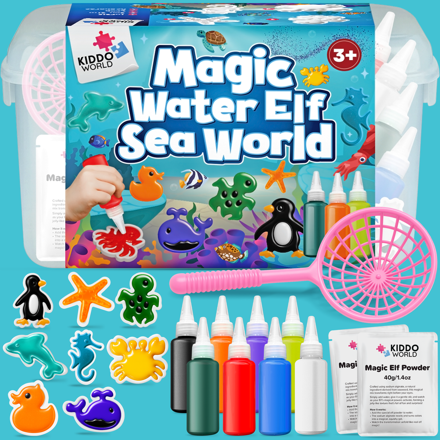Magici folletti d’acqua con GLITTER | Mondo marino | 4, 8 e 12 colori | per bambini 3+