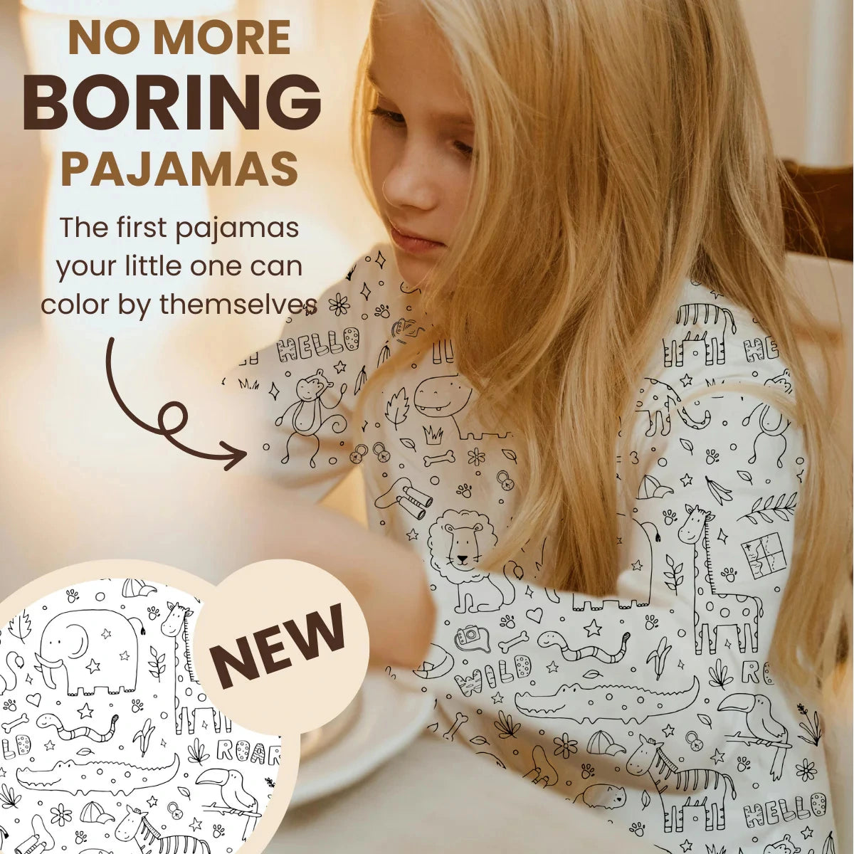 Pigiama per bambini "Colorami" – Animali Safari (dai 4 anni)