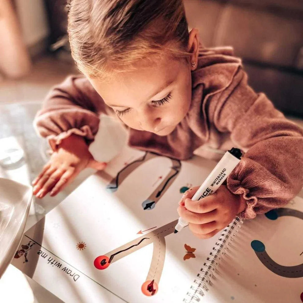 Curious Child – Quaderno scrivi e cancella per imparare a scrivere, riutilizzabile (64 pagine, 3-6 anni)
