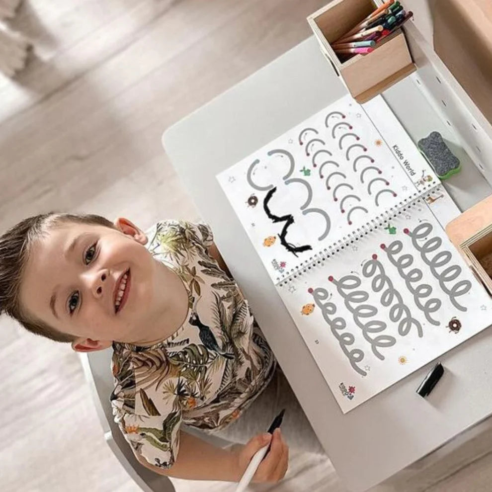 Curious Child – Quaderno scrivi e cancella per imparare a scrivere, riutilizzabile (64 pagine, 3-6 anni)