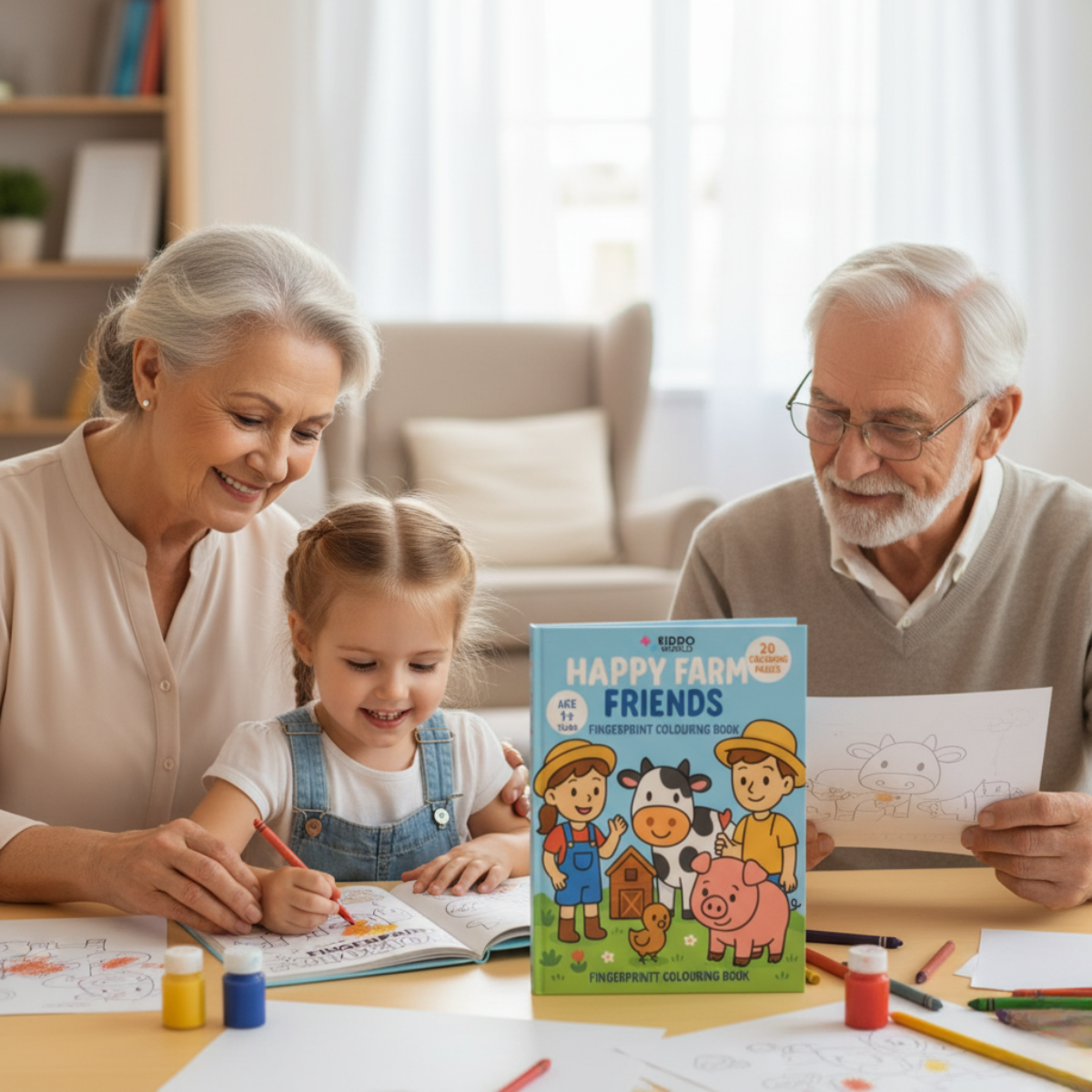 Libro da colorare per bambini: Bambini in fattoria (20 pagine, 1+ anno)