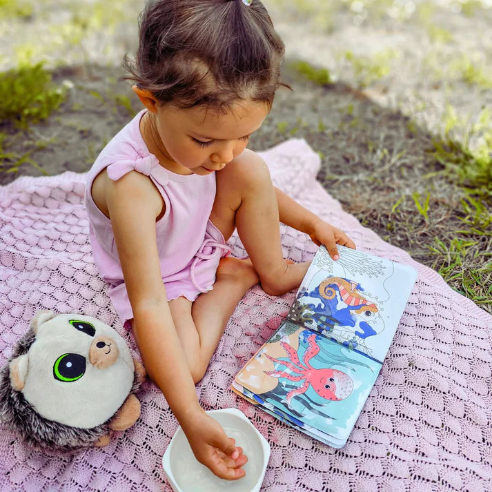 Super set con 3 libri da colorare ad acqua, riutilizzabili (Totale 24 pagine, 6–24 mesi)