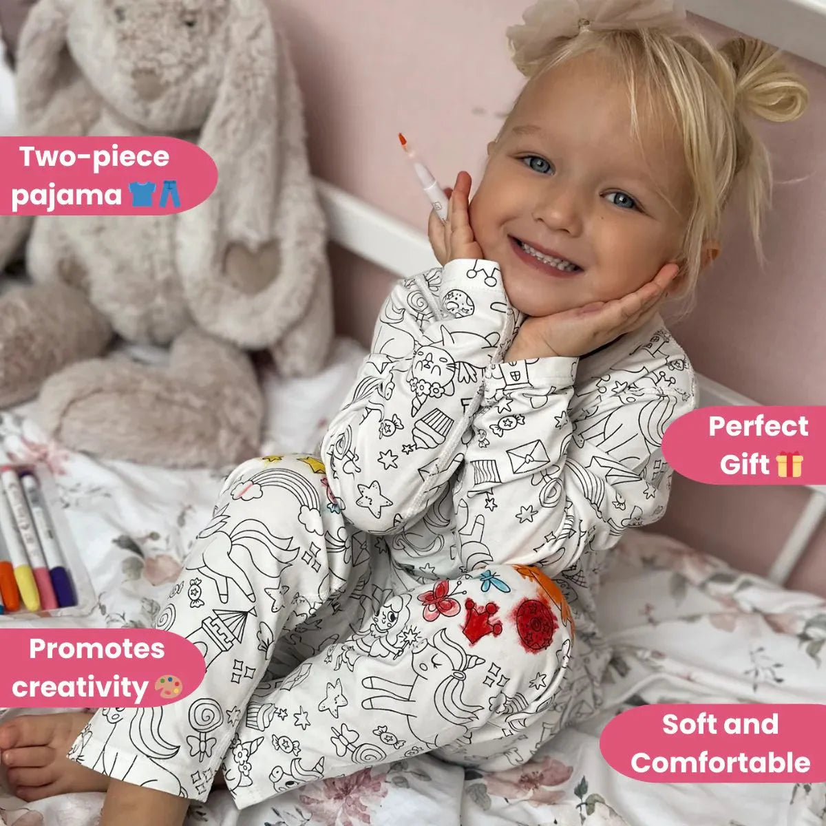 Pigiama Bambina Due Pezzi “Colorami” – Principesse e Unicorni (4+ anni)