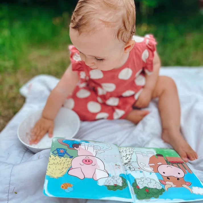 Super set con 3 libri da colorare ad acqua, riutilizzabili (Totale 24 pagine, 6–24 mesi)