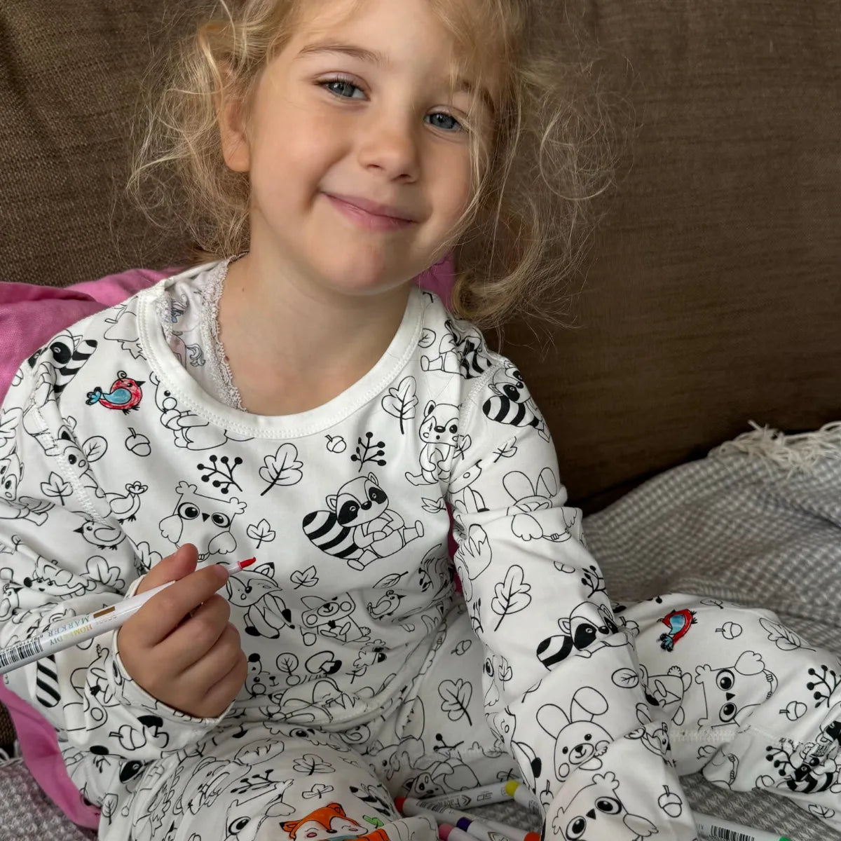 Pigiama Bambini Due Pezzi Colorami – Animali del Bosco (4+ anni)