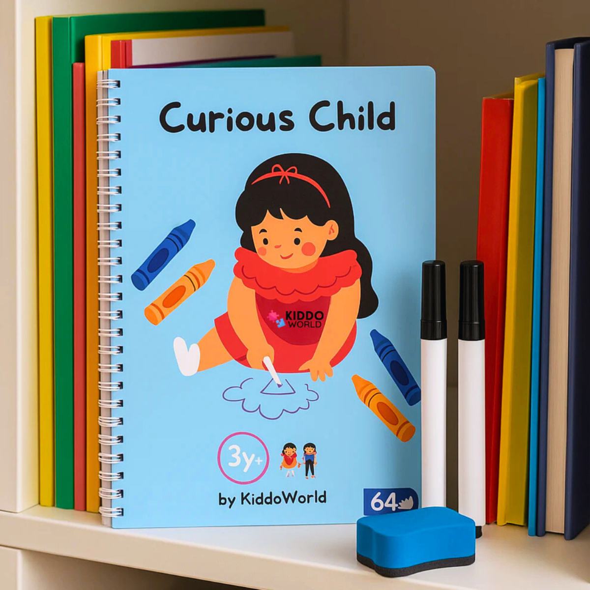 Curious Child – Quaderno scrivi e cancella per imparare a scrivere, riutilizzabile (64 pagine, 3-6 anni)