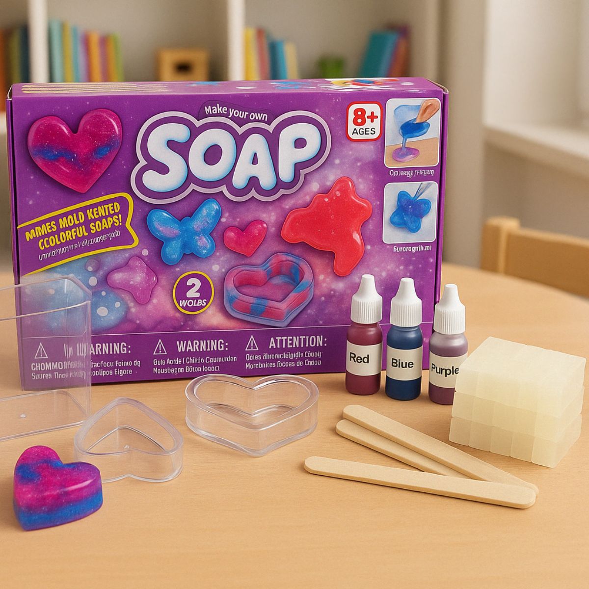 Set per creare coloratissimi saponi a forma di farfalla e cuore (dai 5 anni in su)