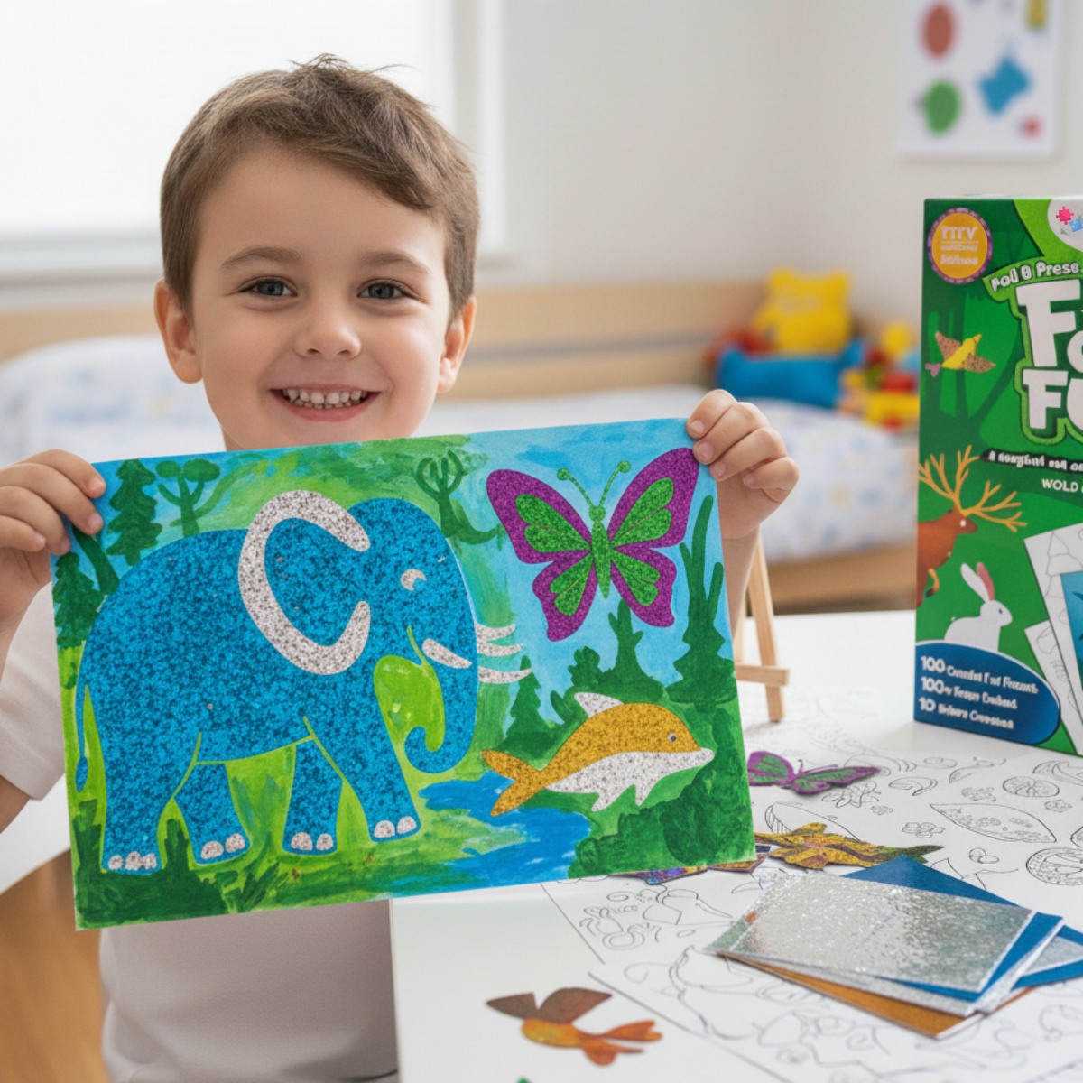 Foil Fun | Crea animaletti con foglietti luminosi senza disordine – per bambini dai 3+ anni in su