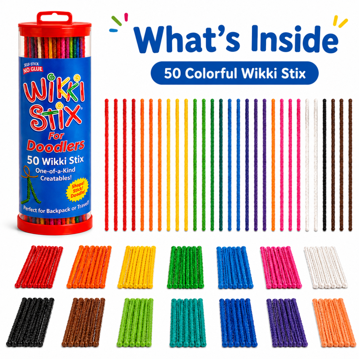 Wikki Stix Cordincette cerate magiche (set da 50 pezzi, 3+ anni)