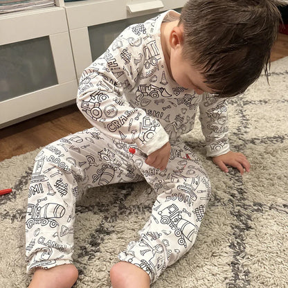 Pigiama Bambino Due Pezzi “Colorami” – Camion e Ruspe (4+ anni)