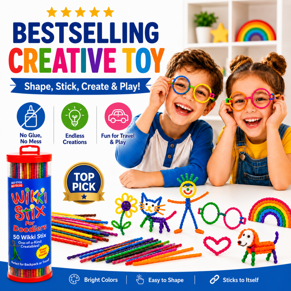 Wikki Stix Cordincette cerate magiche (set da 50 pezzi, 3+ anni)