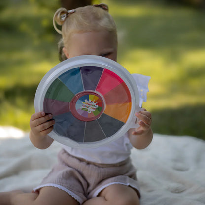 Tavolozza con 12 colori vivaci per dipingere con le dita (da 1 anno in su)