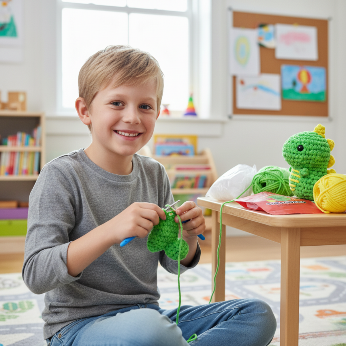 Splendido kit per uncinetto per principianti | Dino Oscar per piccoli e grandi creativi, per bambini dai 8+ anni