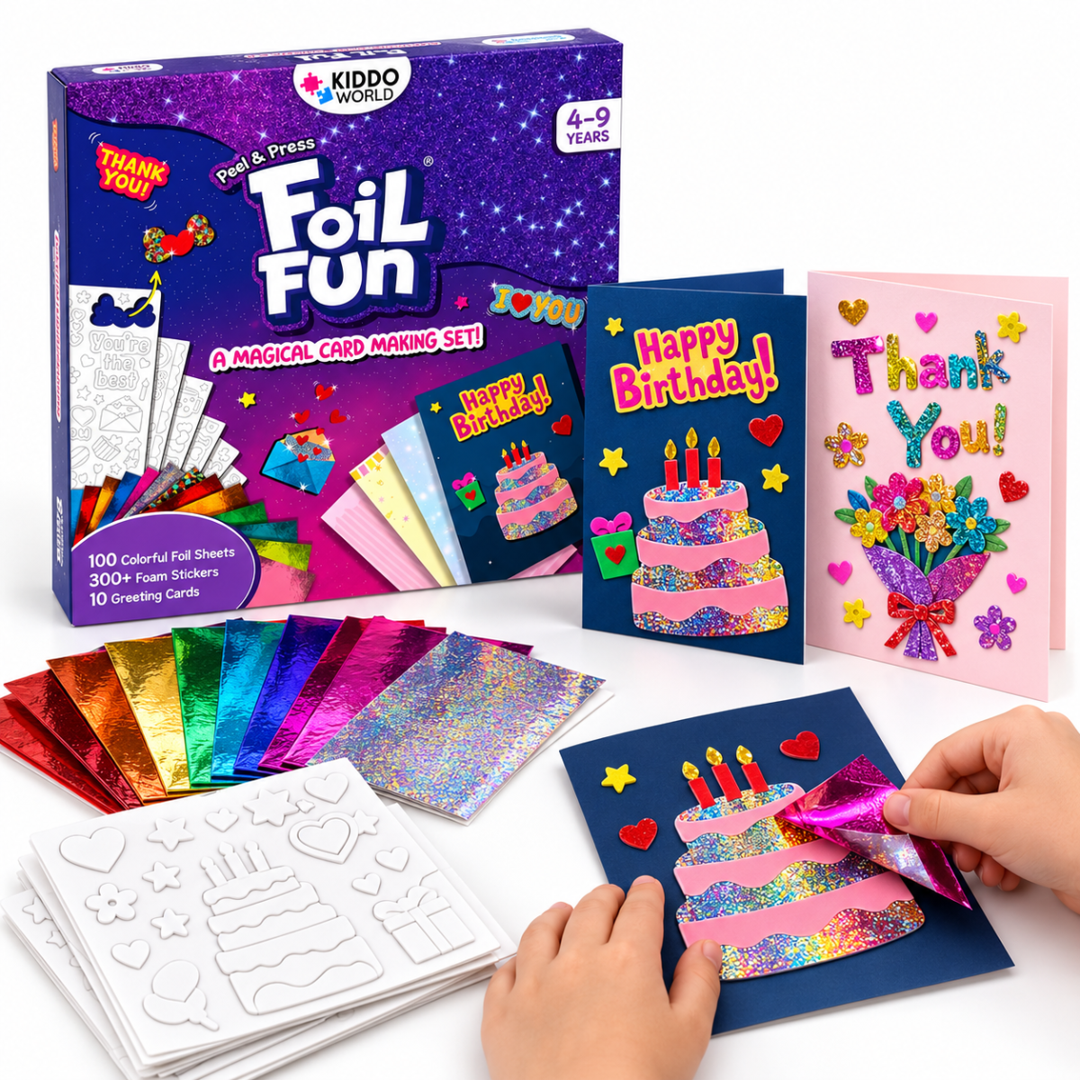Foil Fun Biglietti di auguri – Kit creativo per realizzare brillanti biglietti di auguri natalizi (4+ anni)