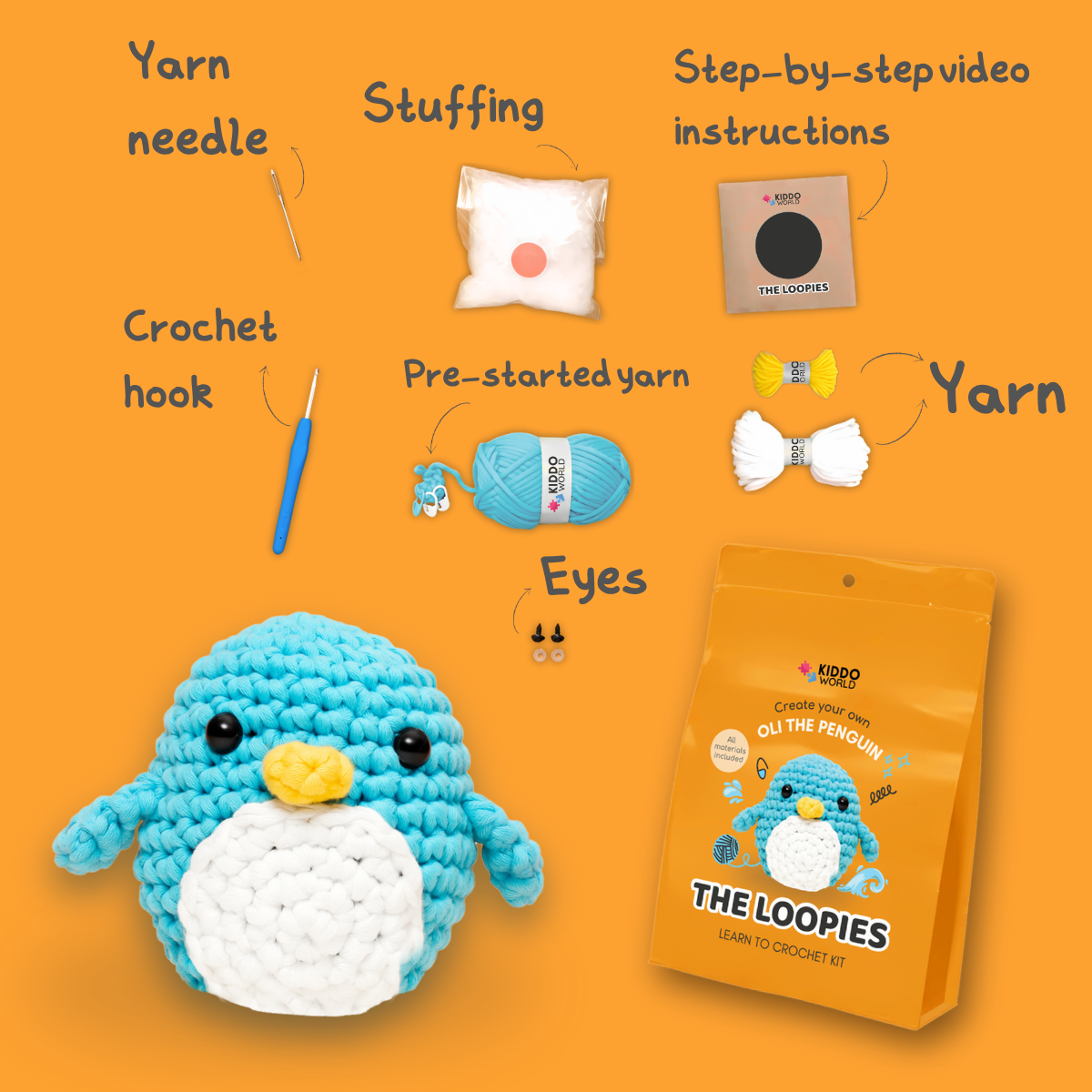 Oli the Penguin | Kit all’uncinetto per principianti