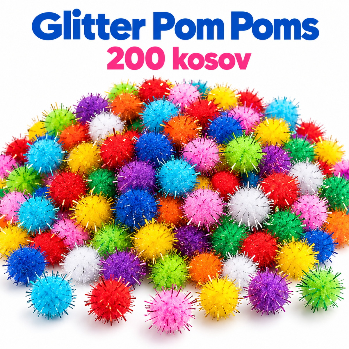200× Pompon con glitter