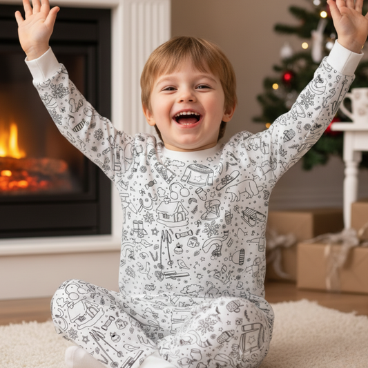 Pigiama per bambini da colorare | 2 pezzi | Inverno (4–8 anni)
