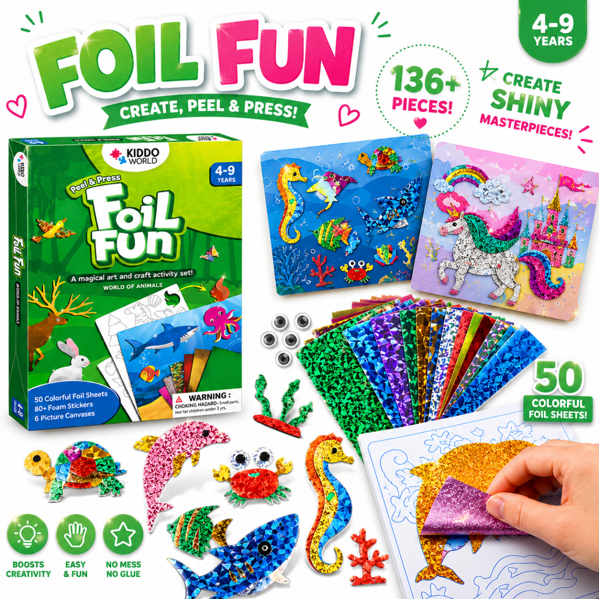 Foil Fun: Mondo degli Animali – Crea animali scintillanti in pochi passaggi! (4+ anni)