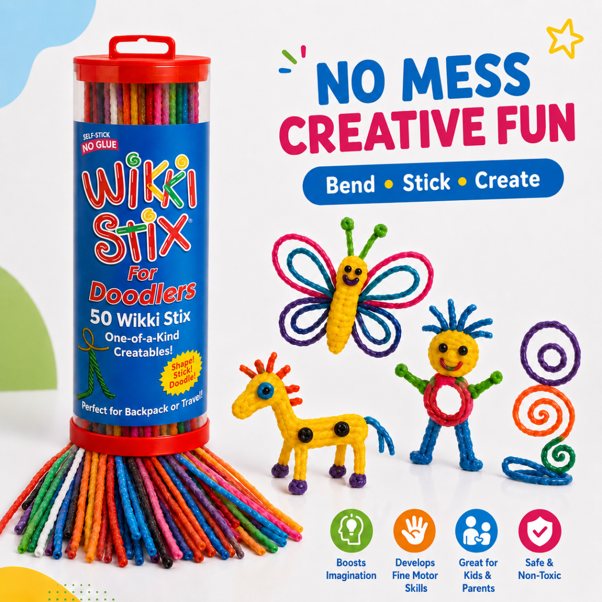 Wikki Stix Cordincette cerate magiche (set da 50 pezzi, 3+ anni)