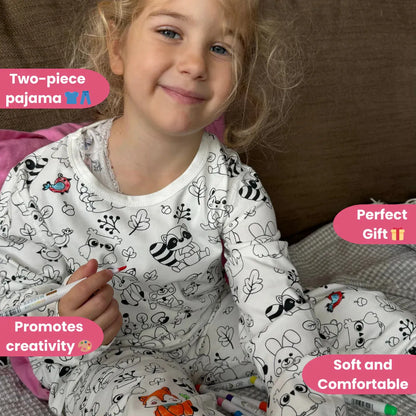 Pigiama Bambini Due Pezzi Colorami – Animali del Bosco (4+ anni)