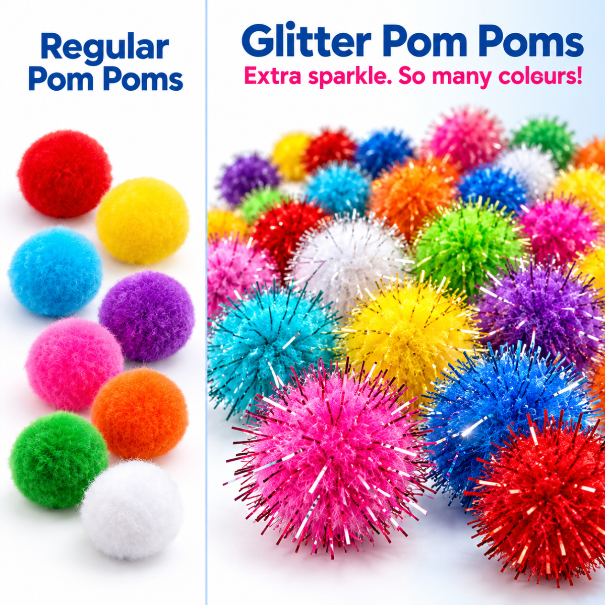 200× Pompon con glitter