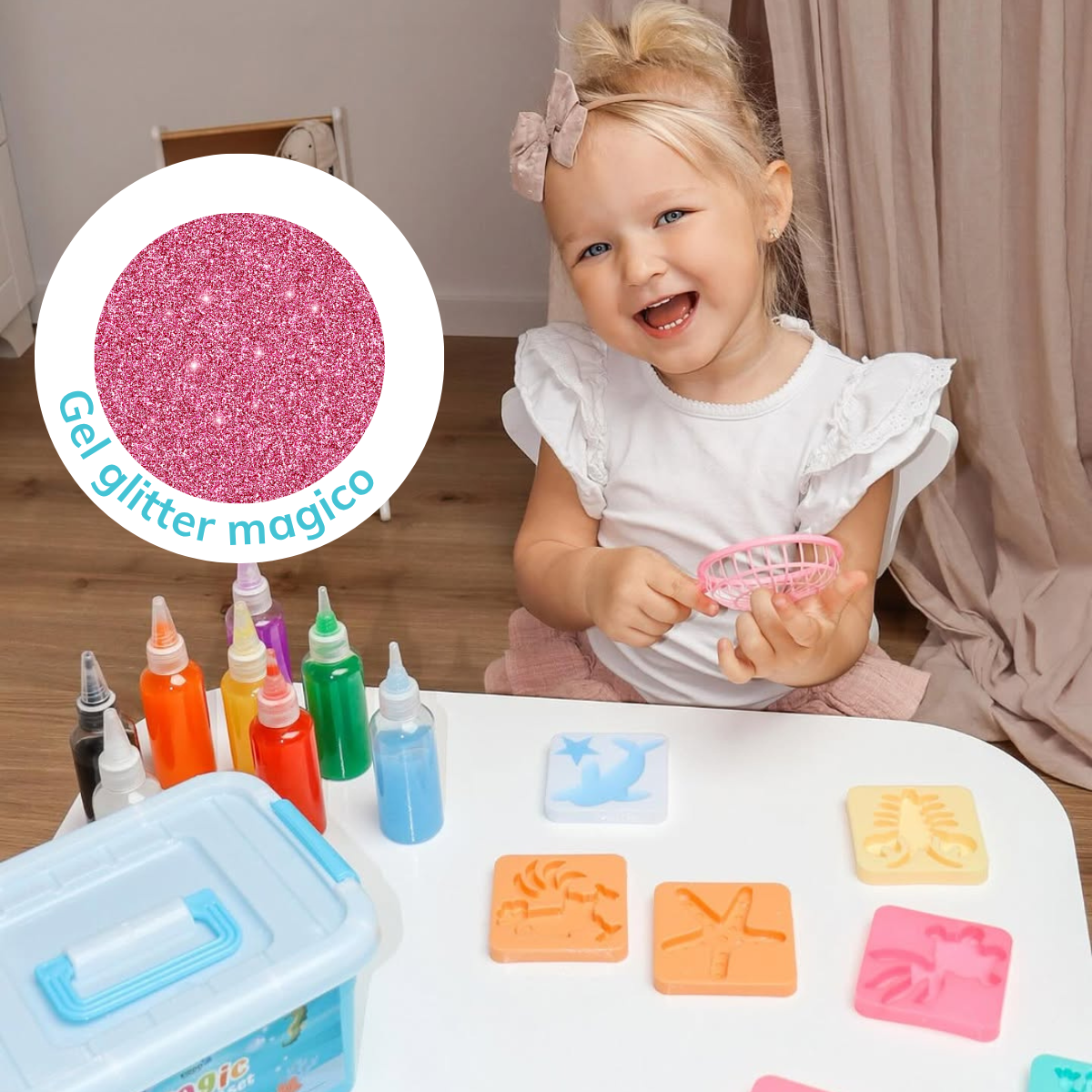 Magici folletti d’acqua con GLITTER | Mondo marino | 4, 8 e 12 colori | per bambini 3+