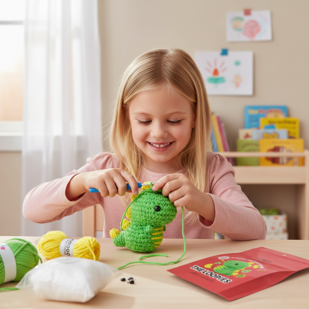 Splendido kit per uncinetto per principianti | Dino Oscar per piccoli e grandi creativi, per bambini dai 8+ anni