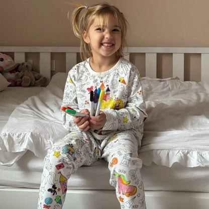 Pigiama Bambina Due Pezzi “Colorami” – Principesse e Unicorni (4+ anni)
