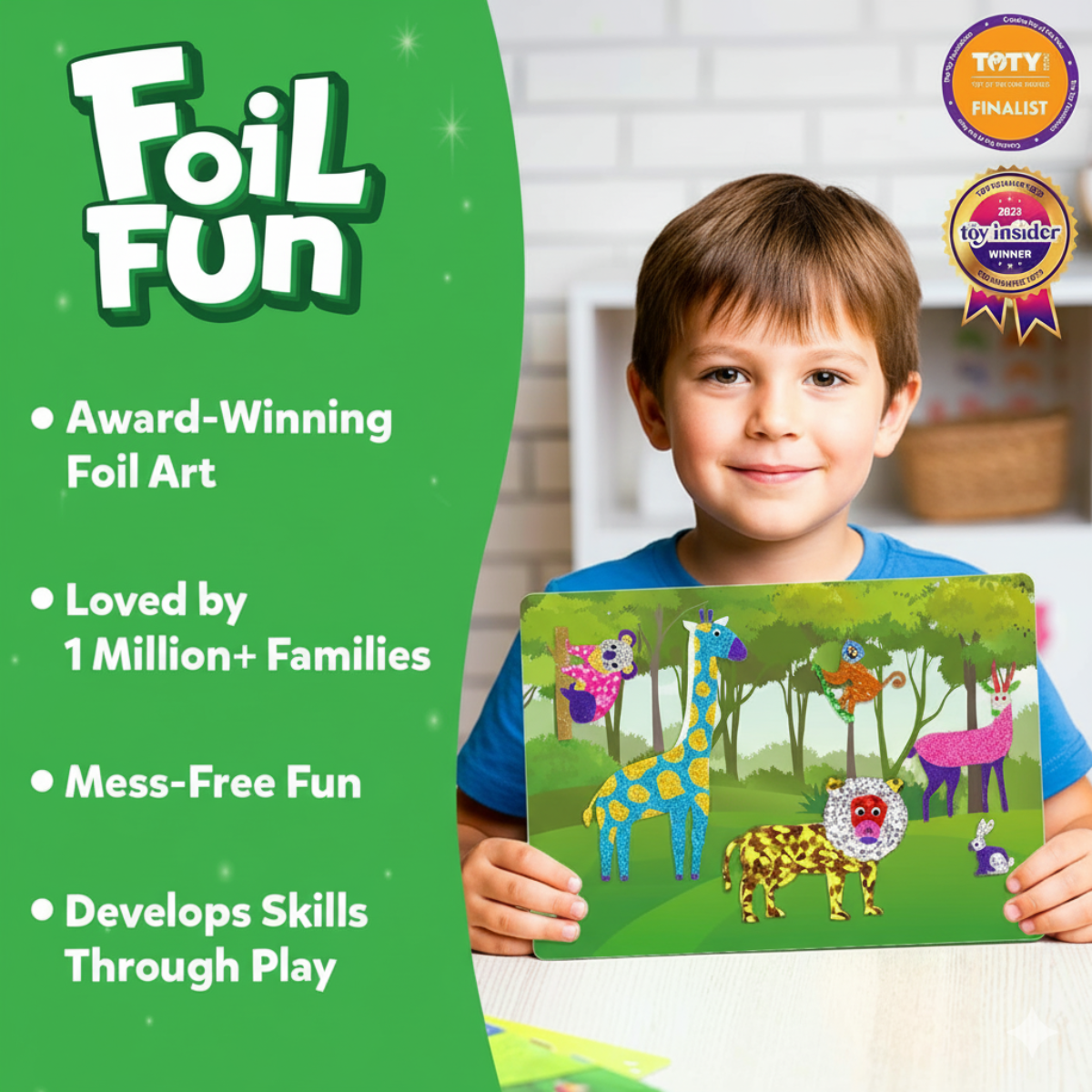 Foil Fun | Crea animaletti con foglietti luminosi senza disordine – per bambini dai 3+ anni in su
