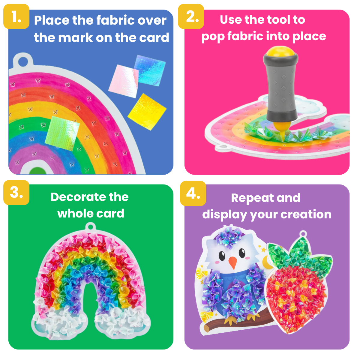 Tufting Kit – Crea morbide opere 3D con tessere colorate, senza colla! (5+ anni)