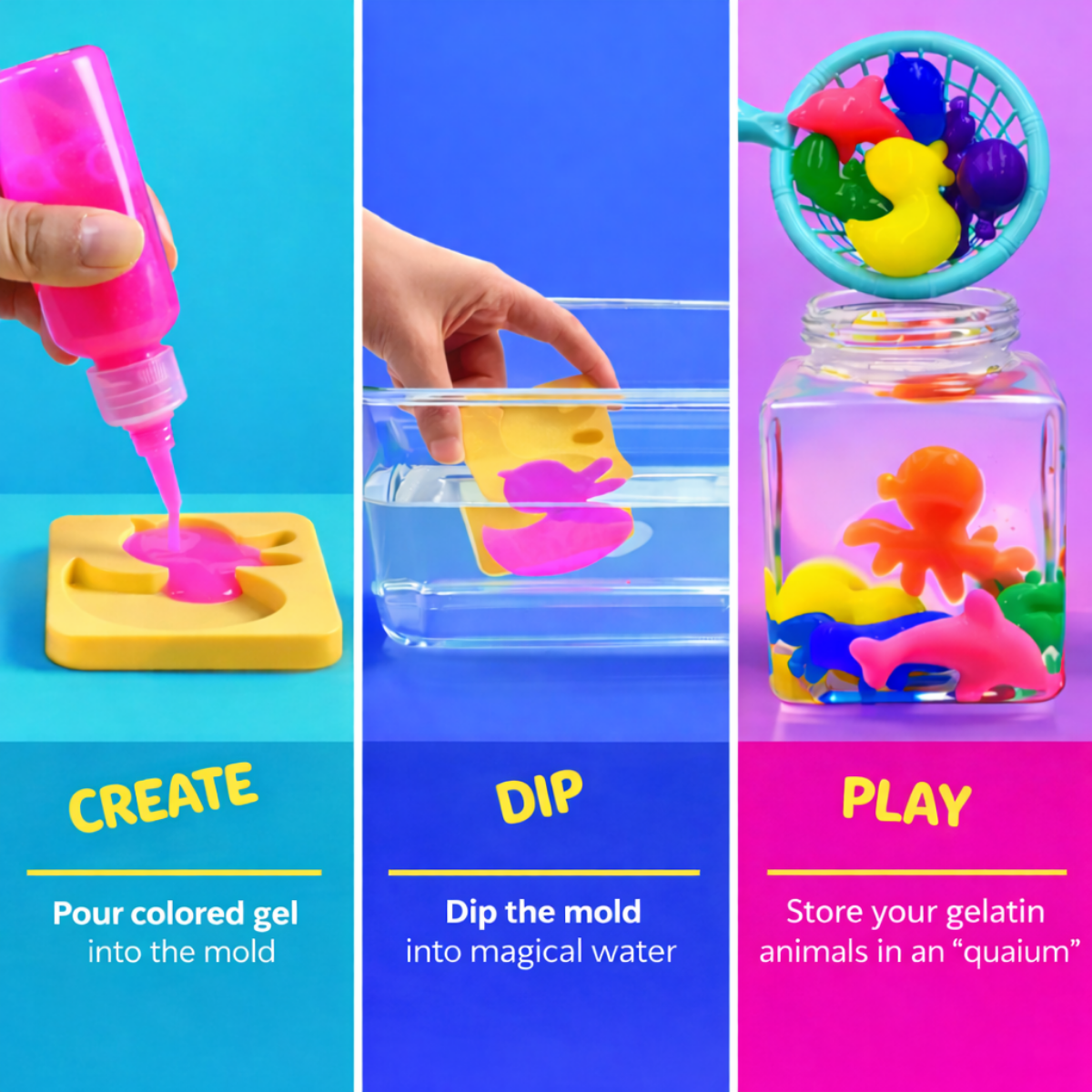 Folletti d'Acqua Magici, Animali della Giungla, 8 colori + 8 formine