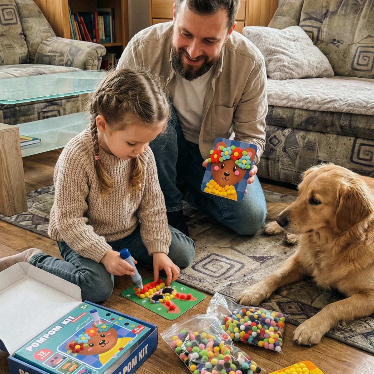 Pom Pom Kit – Crea soffici animali 3D senza colla e senza disordine! (5+ anni)