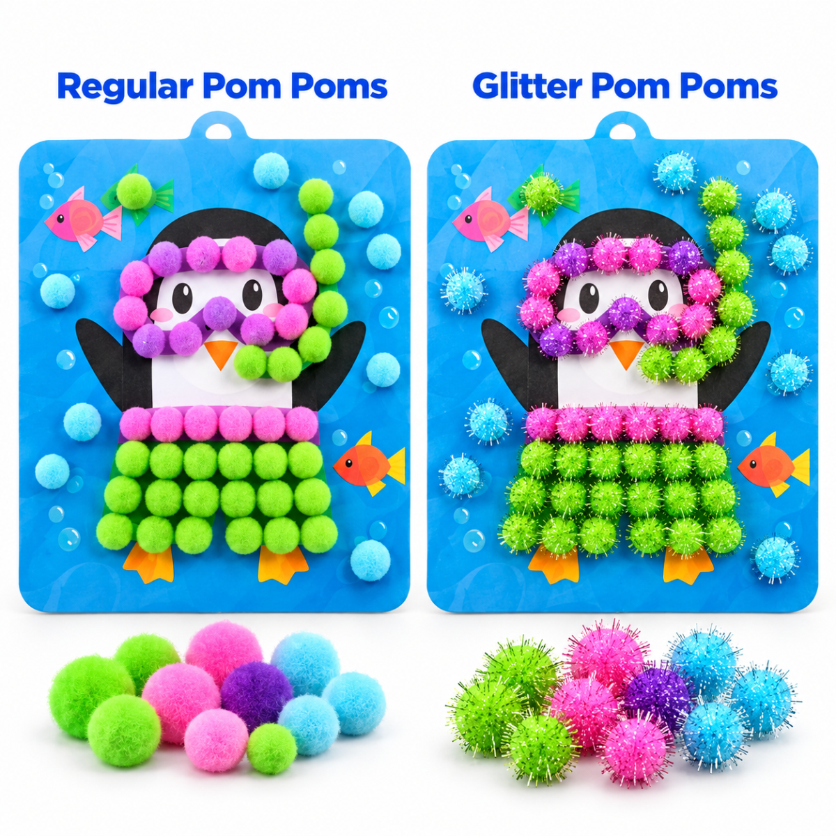 200× Pompon con glitter