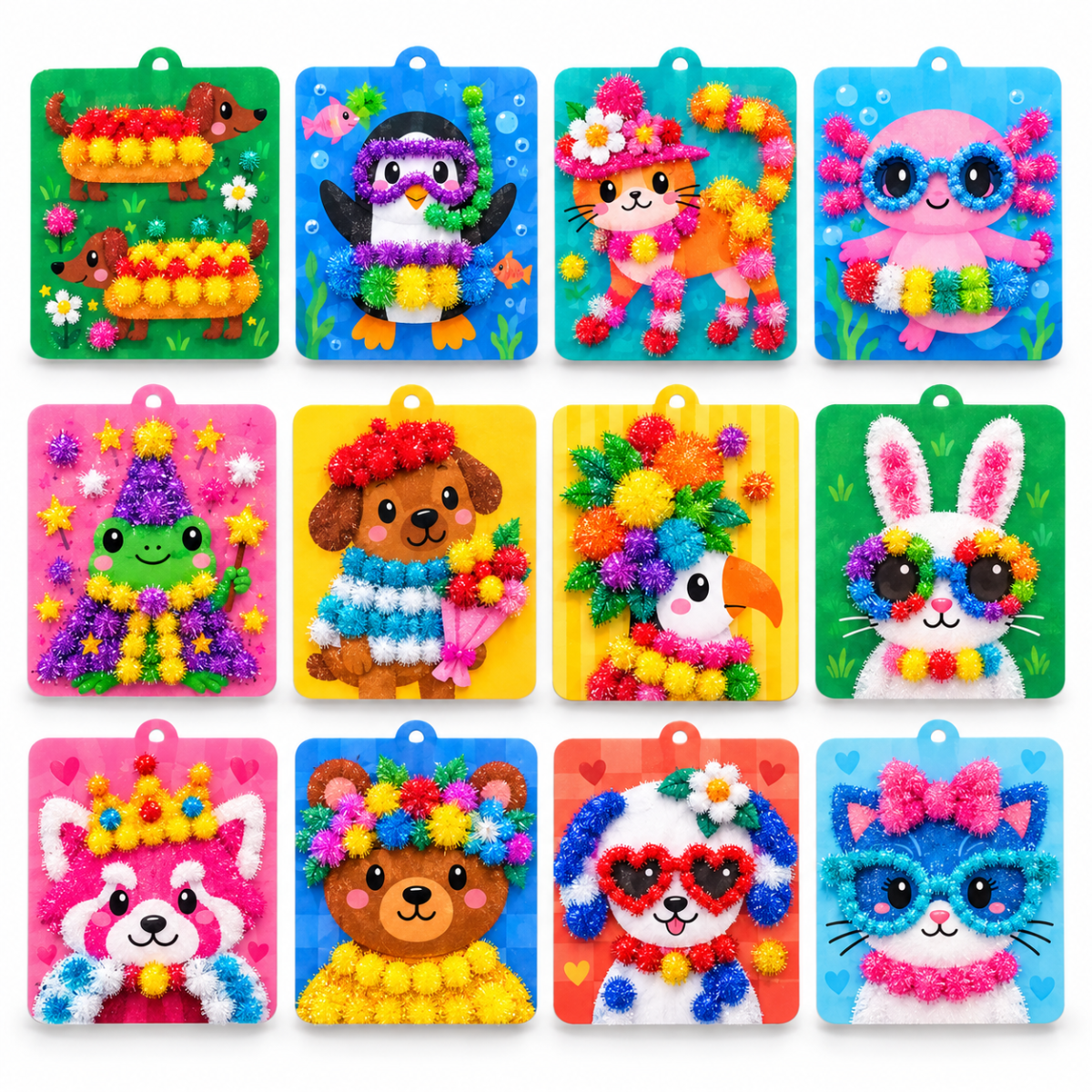 200× Pompon con glitter