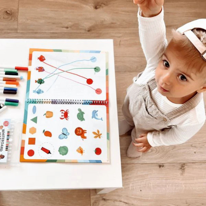 Curious Child Colours – Quaderno per imparare a scrivere, cancellabile e riutilizzabile (64 pagine, 2–5 anni)