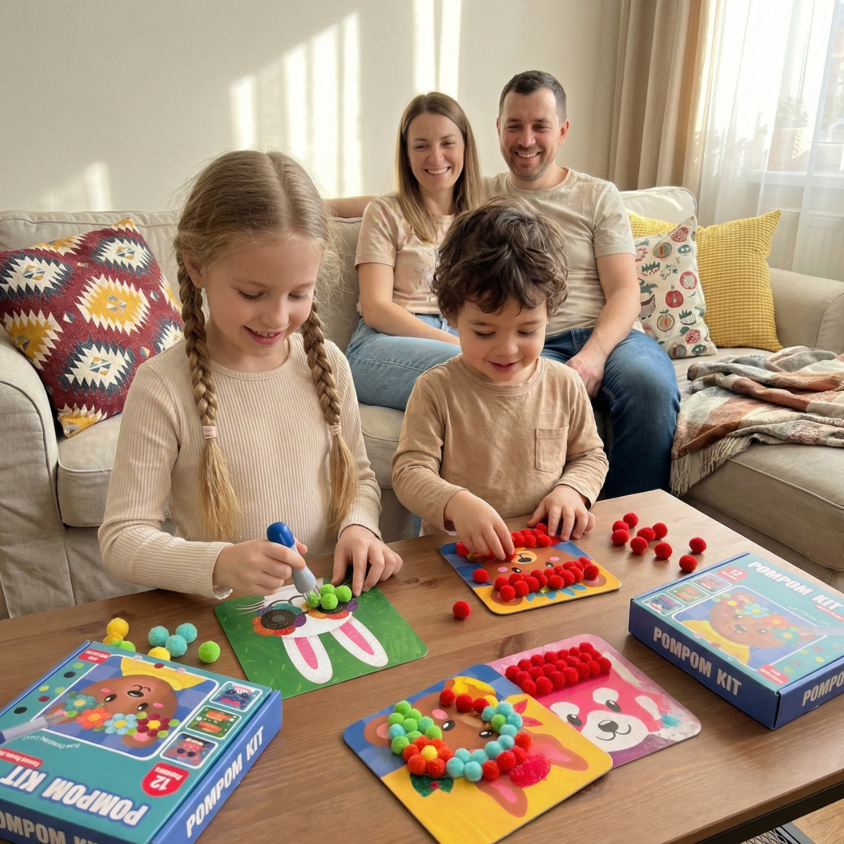Pom Pom Kit – Crea soffici animali 3D senza colla e senza disordine! (5+ anni)