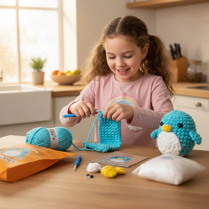 Splendido kit per il uncinetto per principianti | Pingvin Oli per piccoli e grandi creativi, per bambini dai 8+ anni