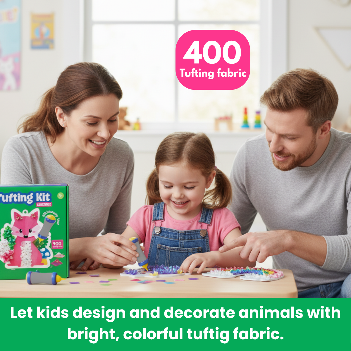 Tufting Kit – Crea morbide opere 3D con tessere colorate, senza colla! (5+ anni)