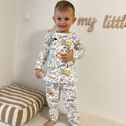Pigiama Bambino Due Pezzi “Colorami” – Camion e Ruspe (4+ anni)
