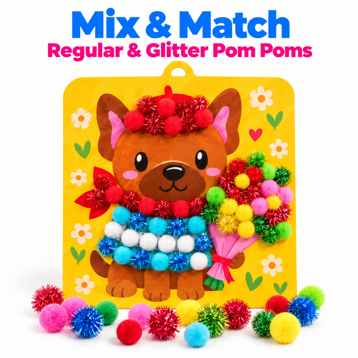 200× Pompon con glitter