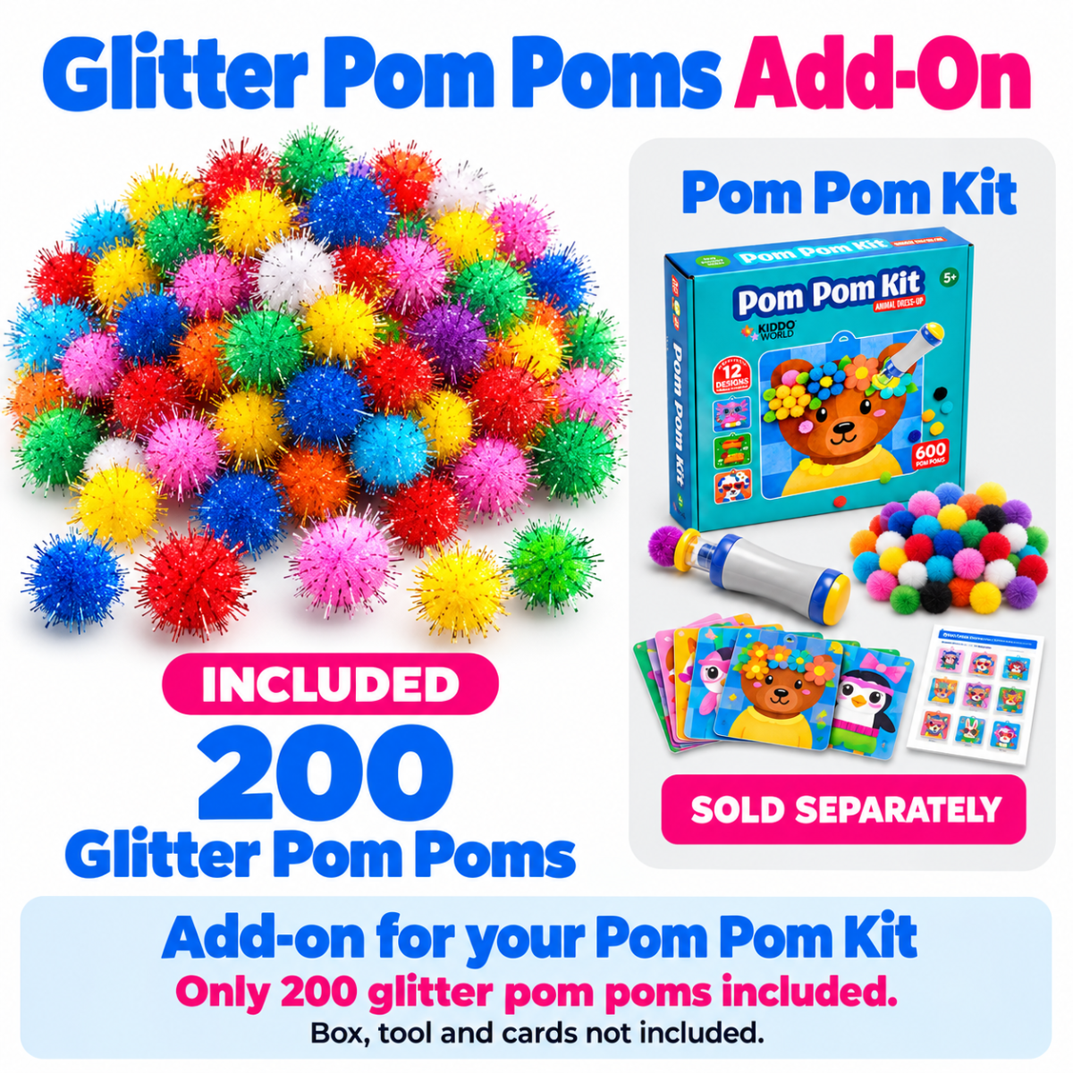 200× Pompon con glitter