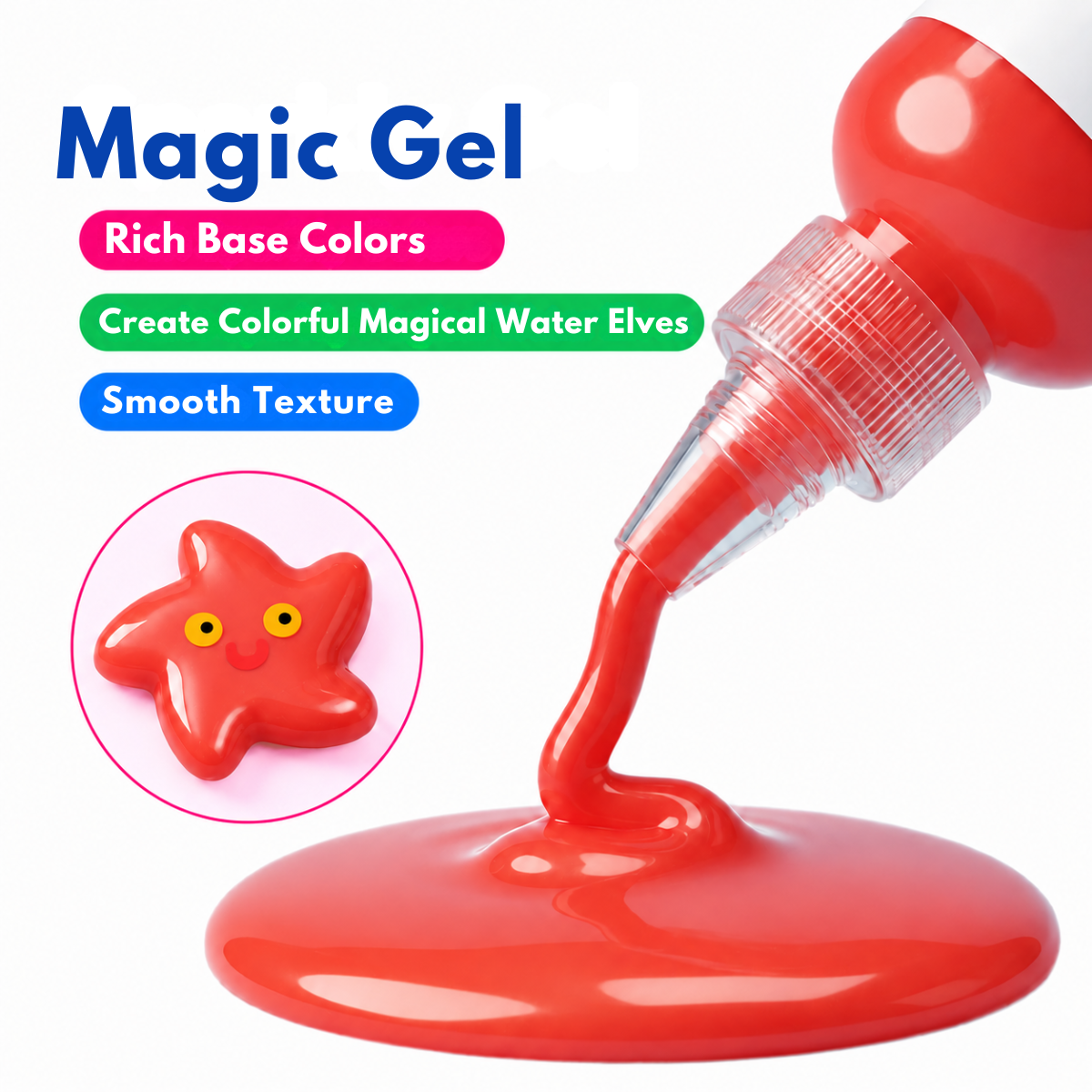 Magic Water Squishy Refill Pack – Ricarica 4 colori + 1 polvere magica (Compatibile con tutti i set, 3+ anni)
