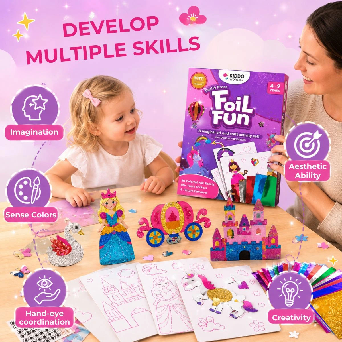 Foil Fun: Unicorni e Principesse – Crea opere scintillanti senza colla e senza disordine! (4+ anni)