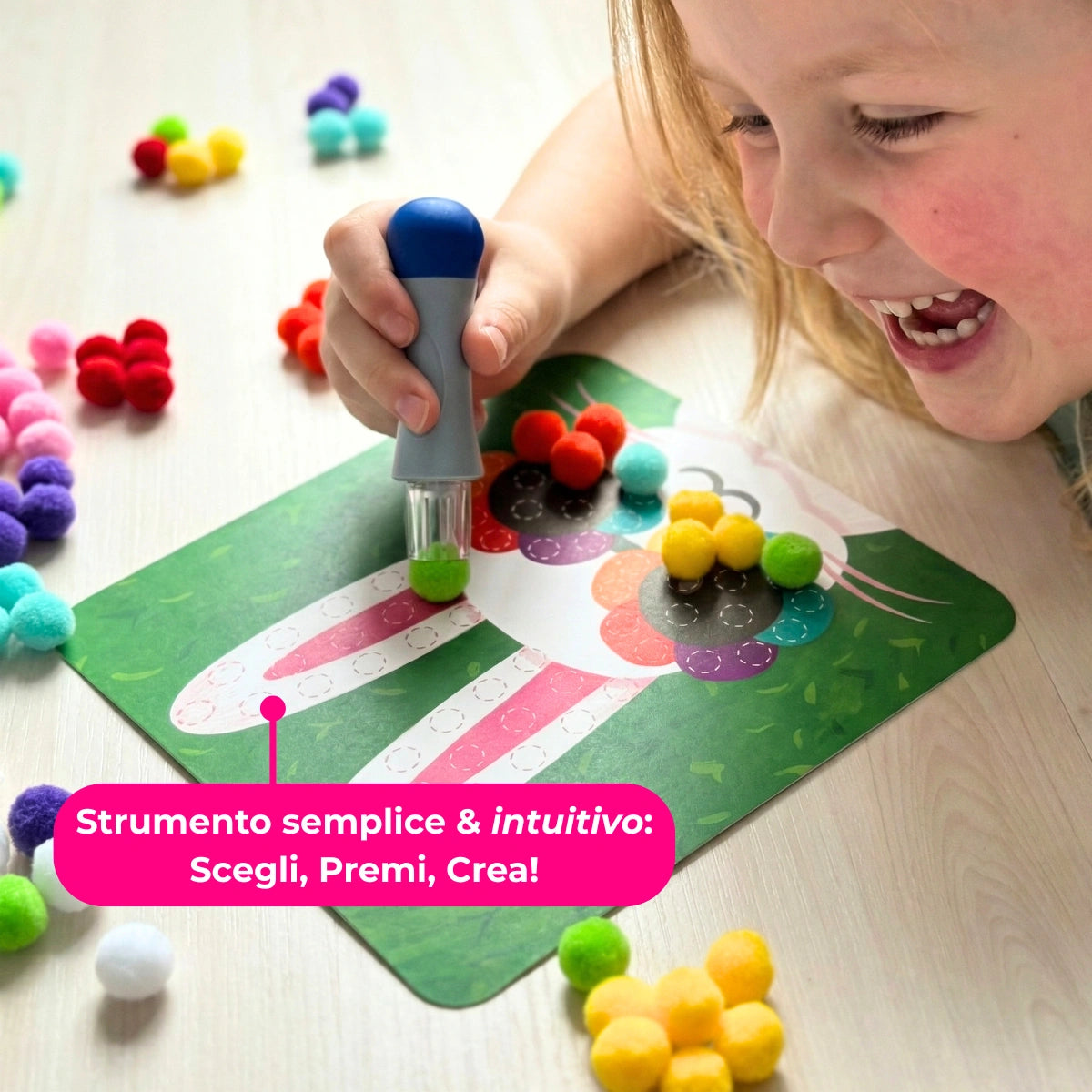 Pom Pom Kit – Crea soffici animali 3D senza colla e senza disordine! (5+ anni)