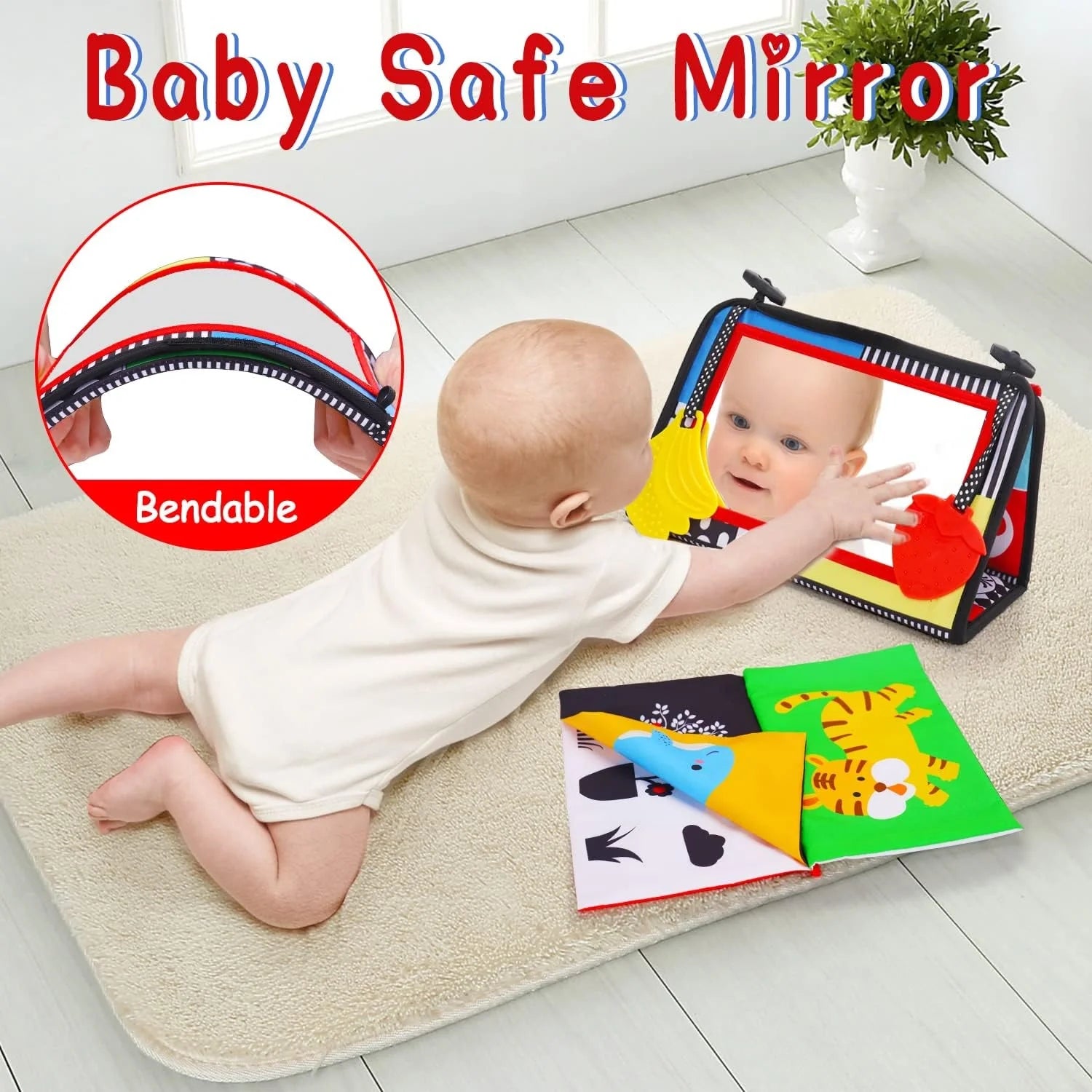 Tappetino sensoriale con specchio per tummy time – Stimola lo sviluppo del tuo bambino fin dai primi mesi (0+ mesi)